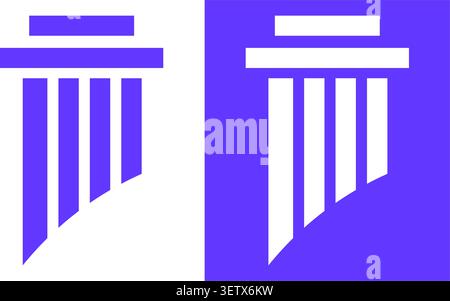 Purple Pillar Icon Set Stock Vector