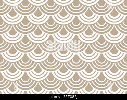 The geometric pattern with wavy lines. Seamless vector background. White and beige texture. Simple lattice graphic design Stock Vector