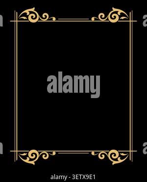 Decorative frame Elegant vector element for design in Eastern style, place for text. Floral golden border. Lace illustration for invitations and greeting cards. Stock Vector