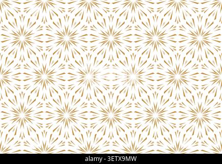 Abstract geometric pattern with lines, snowflakes. A seamless vector background. White and gold texture. Graphic modern pattern Stock Vector
