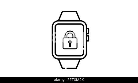 smartwatch, padlock, security, smart watch, wearable, cyber security, lock, privacy, data protection, private, secure connection, authentication, encr Stock Vector
