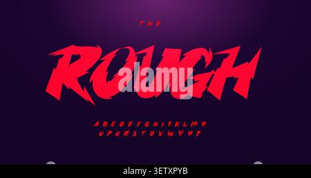Rough Graffiti Font Logo Alphabet Street Jugged Rugged Letter Set Urban Brush Typography, Hand Written Typographic Design for Creative Edgy Headline Stock Vector