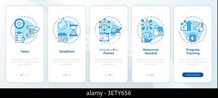 Action plan building blocks blue onboarding mobile app screen Stock Vector