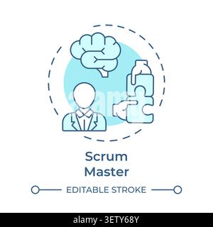 Scrum master soft blue concept icon Stock Vector