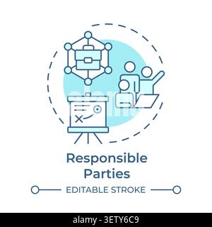 Responsible parties soft blue concept icon Stock Vector