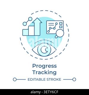 Progress tracking soft blue concept icon Stock Vector
