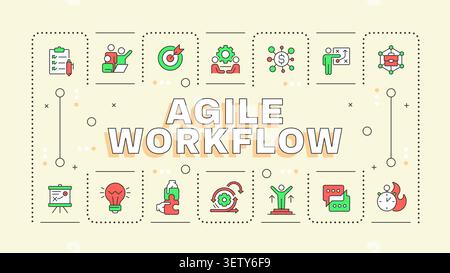 Agile workflow soft yellow word concept Stock Vector