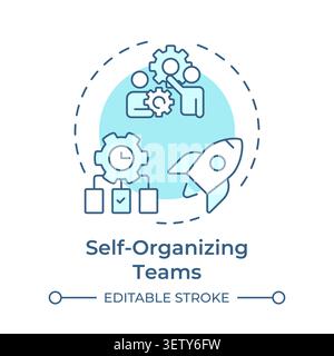 Self organizing teams soft blue concept icon Stock Vector