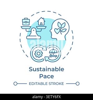 Sustainable pace soft blue concept icon Stock Vector