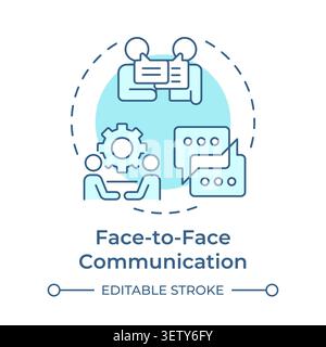 Face to face communication soft blue concept icon Stock Vector
