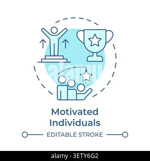 Motivated individuals soft blue concept icon Stock Vector