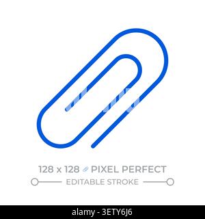 Paper clip pixel perfect two color line icon Stock Vector