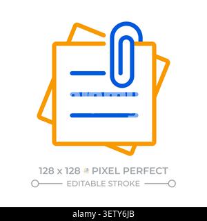 Sticky notes pixel perfect two color line icon Stock Vector