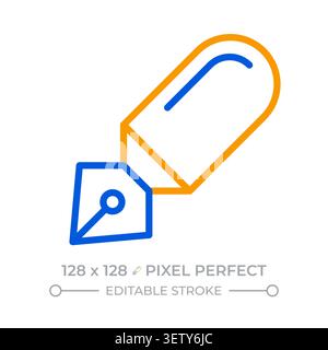 Fountain pen pixel perfect two color line icon Stock Vector