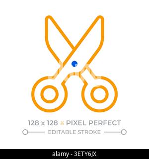 Scissors pixel perfect two color line icon Stock Vector