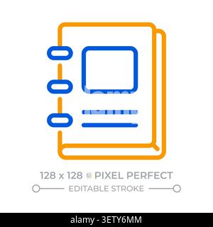 Notebook pixel perfect two color line icon Stock Vector