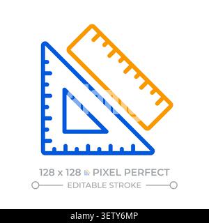 Rulers pixel perfect two color line icon Stock Vector