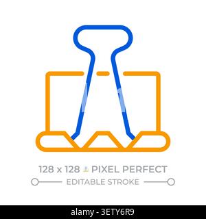 Binder clip pixel perfect two color line icon Stock Vector
