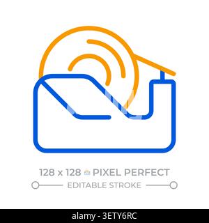 Scotch tape pixel perfect two color line icon Stock Vector