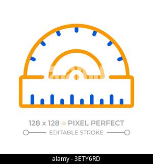 Protractor pixel perfect two color line icon Stock Vector