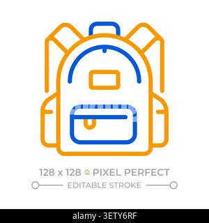 School bag pixel perfect two color line icon Stock Vector