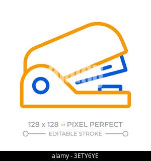 Stapler pixel perfect two color line icon Stock Vector