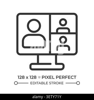 Virtual classroom pixel perfect line icon Stock Vector