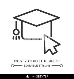 Online education pixel perfect line icon Stock Vector