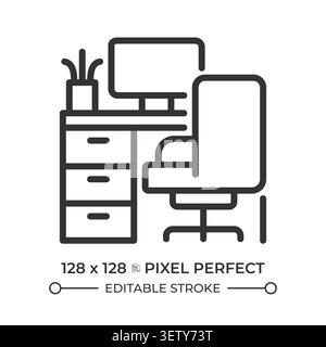 Workspace pixel perfect line icon Stock Vector