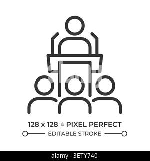 Speaker performance pixel perfect line icon Stock Vector