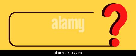 Rounded rectangle speech label with red question mark, yellow. Stock Vector