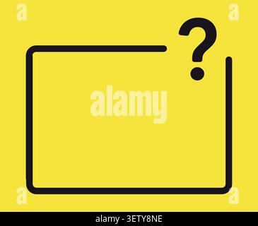 Rounded rectangle frame with question mark, flat black on yellow. Stock Vector