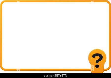 Orange rounded rectangular frame with question mark badge. Stock Vector