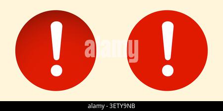 Red exclamation circle icons flat pair red symbols on beige Stock Vector