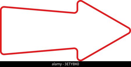 Right pointing arrow outline flat red line directional icon Stock Vector