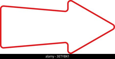 Red outline right arrow minimal line art on white background Stock Vector