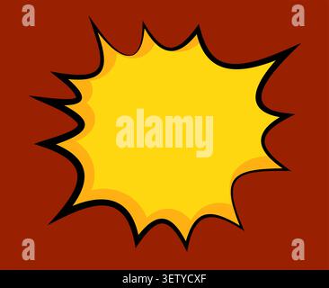 Yellow comic starburst speech bubble, pop art style on red Stock Vector