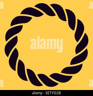 Navy twisted rope wreath circle flat design yellow Stock Vector