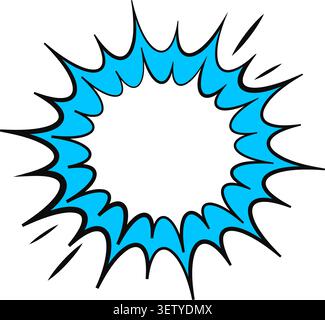 Comic starburst burst frame blue outline pop art style Stock Vector