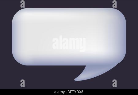Glossy rounded speech bubble dialog icon silver on dark Stock Vector