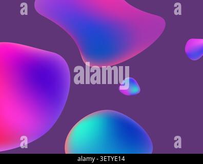 Abstract gradient blobs fluid shapes purple background colorful Stock Vector