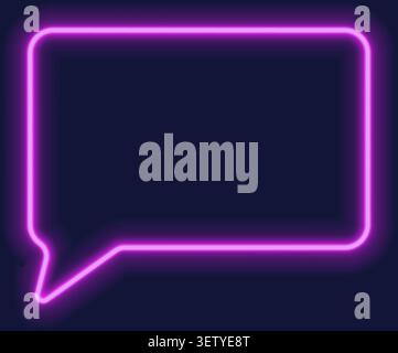 Purple neon rectangular speech bubble frame, glowing violet Stock Vector