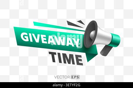 Catchy Giveaway Time banner with megaphone for promotion, perfect for marketing campaign, contest, or special offer. Vector illustration Stock Vector