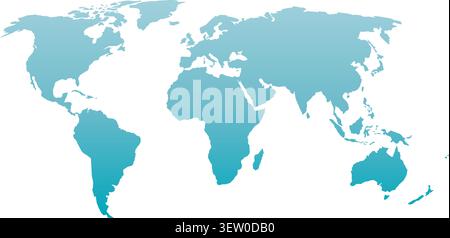 World map silhouette. Vector blue gradient isolated on white background. Stock Vector