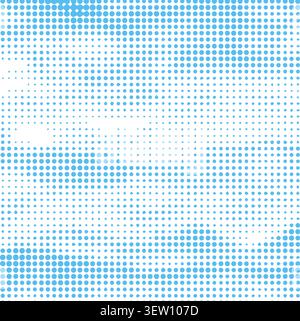 Halftone cloud background. White dotted clouds in blue sky. Pop art heaven wallpaper for banner, brochure, collage, poster, leaflet. Rasterized smoke Stock Vector