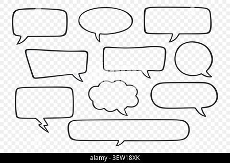 Speech Bubble Set, Vector Illustration. Speech Bubble Collection and Chat Bubble Outline Shapes Isolated. Comic, Message, Dialogue, Quote, Sticker and Stock Vector