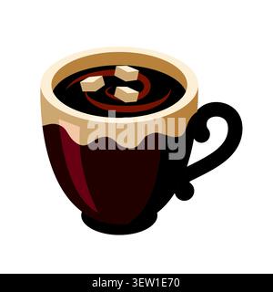 Hot chocolate mug with marshmallows illustration Stock Vector