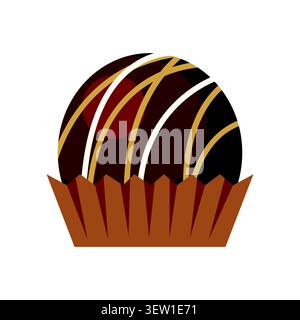 Chocolate truffle illustration in a paper liner Stock Vector
