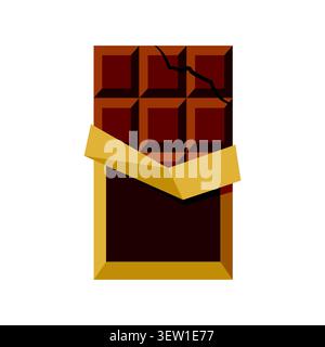Unwrapped milk chocolate bar illustration Stock Vector