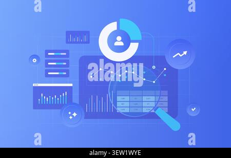 Customer intelligence with audience insights, behavioral analytics and user segmentation. Customer profiles, data analysis and business intelligence vector illustration. Stock Vector